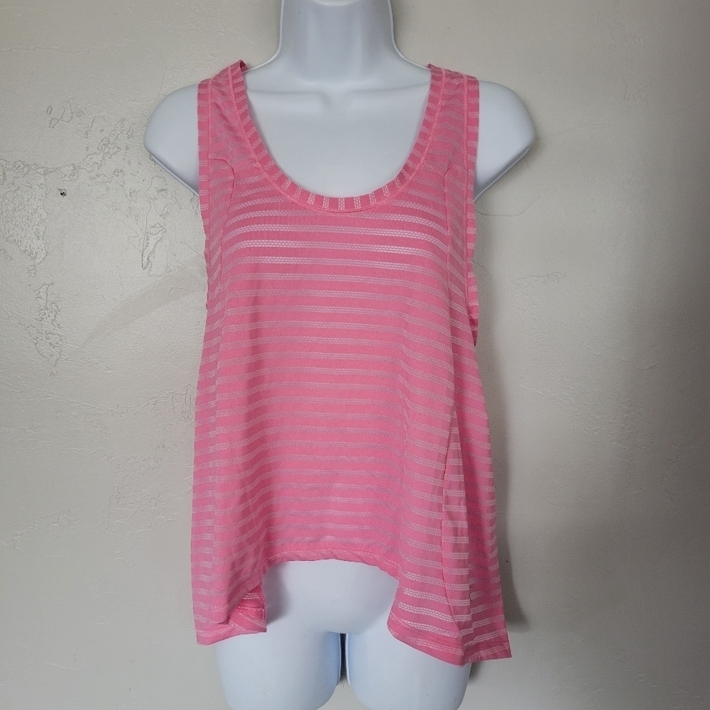 Zyia Active Women's Medium Pink Striped X Back Racerback Tank Top Athleisure Gym